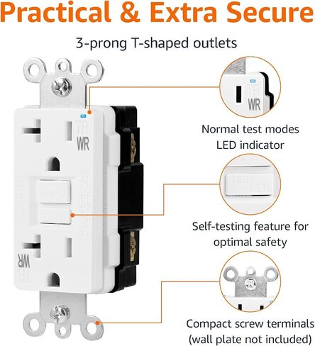 Amazon Basics Weather-Resistant GFCI Receptacle with LED Indicator, 20 Amp, White in Saudi Arabia