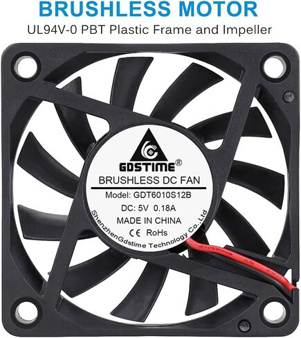 مروحة GDSTIME 60 مم، مروحة 5 فولت، 60 × 60 × 10 مم 0.18 أمبير مروحة تبريد DC بدون فرشاة in Kuwait