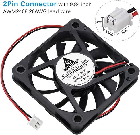 مروحة GDSTIME 60 مم، مروحة 5 فولت، 60 × 60 × 10 مم 0.18 أمبير مروحة تبريد DC بدون فرشاة in Kuwait