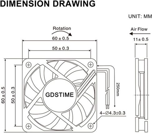 مروحة GDSTIME 60 مم، مروحة 5 فولت، 60 × 60 × 10 مم 0.18 أمبير مروحة تبريد DC بدون فرشاة in Kuwait