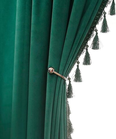 Black Velvet Curtains 63 inch Length Blackout Curtains for Bedroom Rod Pocket Window Curtains with Tassels Light Blocking Thermal Insulation Drapes for Living Room Set of 2 Panels 52"x63" in Saudi Arabia