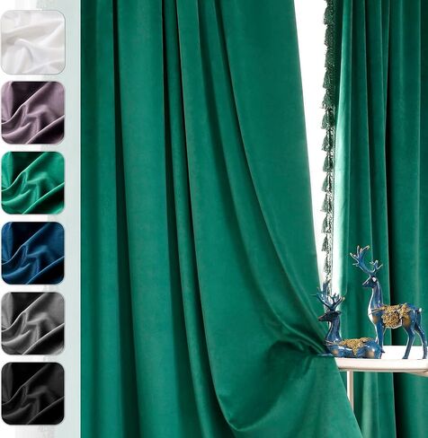 Black Velvet Curtains 63 inch Length Blackout Curtains for Bedroom Rod Pocket Window Curtains with Tassels Light Blocking Thermal Insulation Drapes for Living Room Set of 2 Panels 52"x63" in Saudi Arabia