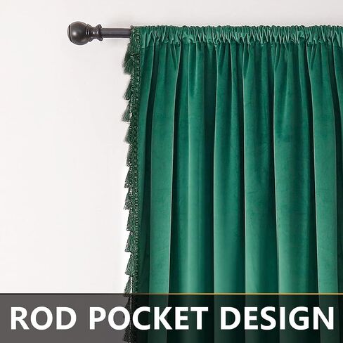 Black Velvet Curtains 63 inch Length Blackout Curtains for Bedroom Rod Pocket Window Curtains with Tassels Light Blocking Thermal Insulation Drapes for Living Room Set of 2 Panels 52"x63" in Saudi Arabia
