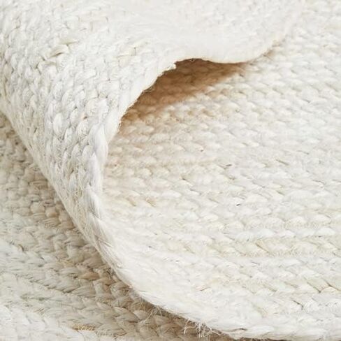 100% Jute Area Rug 6x9 Feet Approx- Braided Design Hand Woven Dyed Off-White Natural Fibers Carpet - Home Decor for Living Room Hallways (6' x 9', Off-White) in Saudi Arabia