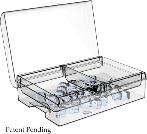 طبق حفلات من قسمين مبرد بالثلج من إمبيريلوكس - 2 صواني تقديم كبيرة قابلة للإزالة وغطاء مفصلي | مثالية لسلطات المعكرونة والمقبلات والأطعمة البحرية والفواكه واللحوم والحلويات والمزيد | 3 ملقط متضمنة in Kuwait