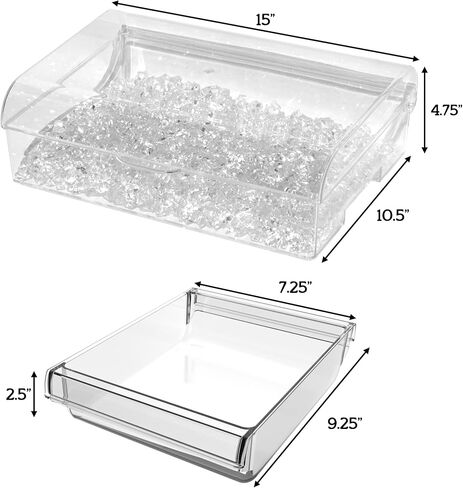 طبق حفلات من قسمين مبرد بالثلج من إمبيريلوكس - 2 صواني تقديم كبيرة قابلة للإزالة وغطاء مفصلي | مثالية لسلطات المعكرونة والمقبلات والأطعمة البحرية والفواكه واللحوم والحلويات والمزيد | 3 ملقط متضمنة in Kuwait
