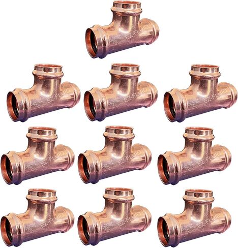 EZ-FLUID 3/4" Copper Press Tee Fitting,No Lead ProPress Copper Pressure Press 3 Way Tee Fittings,ProPress Press Copper Fitting Connection,Residential,Commercial Plumbing(10) in Saudi Arabia