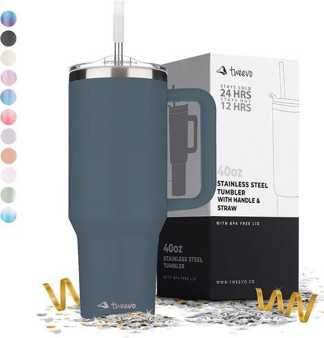 40 oz Tumbler With Handle and Straw Made of Stainless Steel - Double Wall Vacuum Insulated Tumbler With Lid - Sweat Proof Easy Grip, BPA-Free, Dishwasher Safe Tumbler (Misty Pink) in Saudi Arabia