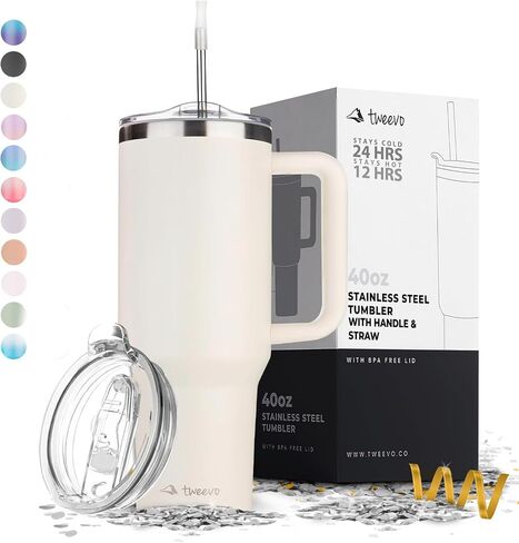40 oz Tumbler With Handle and Straw Made of Stainless Steel - Double Wall Vacuum Insulated Tumbler With Lid - Sweat Proof Easy Grip, BPA-Free, Dishwasher Safe Tumbler (Misty Pink) in Saudi Arabia