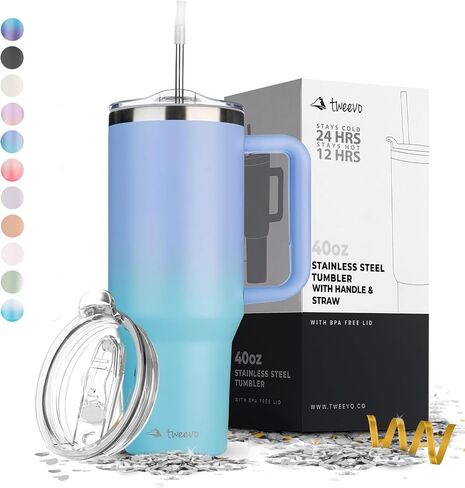 40 oz Tumbler With Handle and Straw Made of Stainless Steel - Double Wall Vacuum Insulated Tumbler With Lid - Sweat Proof Easy Grip, BPA-Free, Dishwasher Safe Tumbler (Misty Pink) in Saudi Arabia