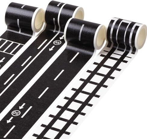 2 Pcs Road Tapes for Kids, Road Tapes for Toy Cars, DIY Traffic Tapes, Traffic Sign Stickers for Kids Party Favor, 2 inch Wide x 15 ft Black Tapes (work well on a smooth surface) in Saudi Arabia