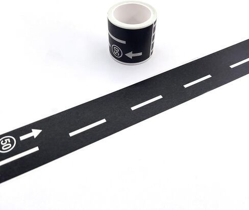 2 Pcs Road Tapes for Kids, Road Tapes for Toy Cars, DIY Traffic Tapes, Traffic Sign Stickers for Kids Party Favor, 2 inch Wide x 15 ft Black Tapes (work well on a smooth surface) in Saudi Arabia