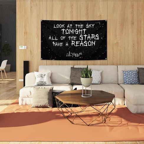 lil peep Tapestry Funny Poster Durable Man Cave Wall Flag 3x5 Feet Banner with 4 Brass Grommets College Dorm Bedroom Living Room Decor, orange in Saudi Arabia
