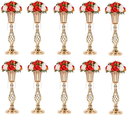 23.2in gold centerpieces for table wedding, 2Pcs wedding flower stand centerpieces for tables, Tall Metal Flower Vase Centerpieces for Party Events Birthday Home Decoration in Saudi Arabia