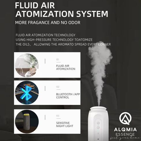 Plug in Wall Diffuser, Diffuser for Home, air fresheners for Home, waterless Diffuser, Bluetooth App Sensor Night, Scent diffusers for Home, Hotel Collection Diffuser by ALQMIA (White) in Saudi Arabia