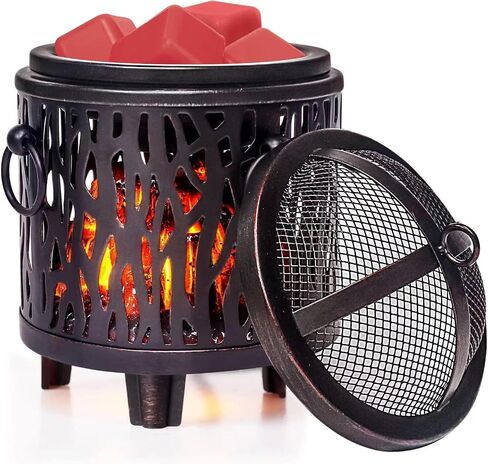 ORJG Bonfire Elextric Wax Melting Heater,4-in-1 Metal Fireplace Wax Warmer,Vintage Country Style Fragrance Burner,Used for Fragrant Home Decoration,Gifts (Leaves) in Kuwait