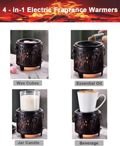ORJG Bonfire Elextric Wax Melting Heater,4-in-1 Metal Fireplace Wax Warmer,Vintage Country Style Fragrance Burner,Used for Fragrant Home Decoration,Gifts (Leaves) in Kuwait