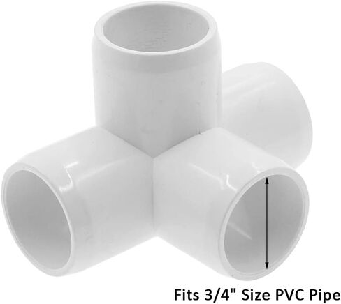 Zorfeter 4 Way 3/4 Inch Tee PVC Fitting Elbow PVC Corner Fitting Build Heavy Duty PVC Furniture Grade for 3/4 Inch PVC Pipe, Pack of 12 in Saudi Arabia
