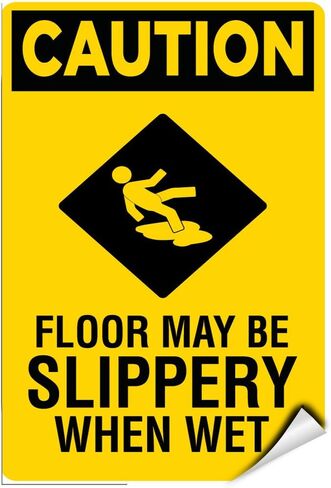 Caution Floor May Be Slippery When Wet Hazard Sign Label Decal Sticker 9 inches x 12 inches in Saudi Arabia