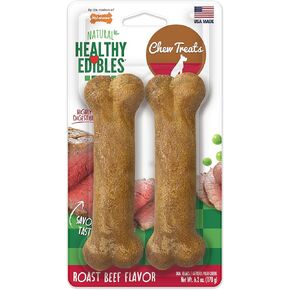 Nylabone Healthy Edibles Long-Lasting Dog Treats - Natural Dog Treats for Medium Dogs - Dog Products - Chicken Flavor, Medium/Wolf (2 Count)