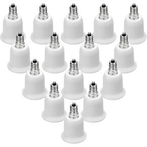 JACKYLED 15-Pack E12 to E26 E27 Adapter Chandelier Light Socket E12 to Medium Socket E26 E27 Converter Bulb Base Adapter Converter