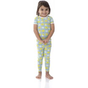 KicKee Pants Happy Birthday Pajama Set, Short Sleeve, Long Pants, Snug Fit Pajamas (Lotus Birthday - 8 Years)