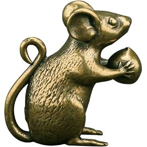 Brass Mouse Ornament Modeling Craft Gold Statue Tiny Figurines Brass Statue Brass Rats Statue Table top Model hinese Zodiac Pendants Brass Figurine car Office