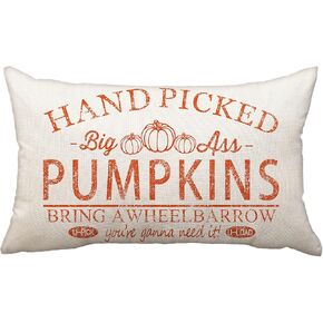 Fall Pillow Covers 12x20 inch Hand Picked Pumpkin Lumbar Throw Pillow for Fall Farmhouse Decorations Fall Pillows Outdoor Decorative Cushion Case for Couch