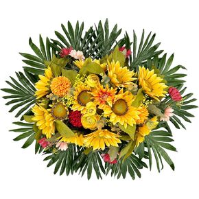 Cemetery Flowers, Sympathy Flowers, Artificial Silk Flowers For Grave, Memorial Flower Arrangements For Decorating Tombs. For Memorial Day, Mother's Day, Father's Day (Bouquet_Sunflower)