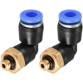 2 Pack Push to Connect Tube Male Elbow Fitting - Pneumatic Air Push Quick Connect, Apply to Pipe Connection (6mm OD x M5 Thread, Blue)