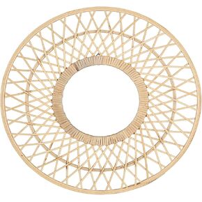 Mirrorize Round Rattan Mirror for Boho Wall Décor 24 Inches, Round Entryway Boho Mirror for Living Room Décor, Large Circle Mirror for Bathroom, Hallway Décor, Beige, (IMP8558)