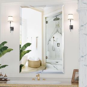Antok Frameless Bathroom Mirror, 20"x28" Rectangular Wall Mounted Mirror for Bathroom, Frameless Vanity Mirror with Luxury Beveled Edge for Bedroom, Entryway, Living Room