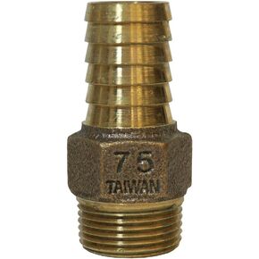 Merrill MFG No-Lead Bronze Adapter Inch Brass Male Adapter, Connects Submersible Pumps to Flexible Pipe, Threaded and Barbed NPT, 1-1/4"