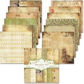 24 Sheet 12"X12" Flower Dots Lines Patterns Love Heart Glasses Decorative Craft Paper Pad, 160GSM Junk Journal Single-Sided Scrapbook Paper, Cuttable Scrapbooking Card Making Album Supplies