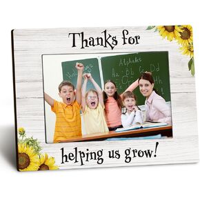 Thank You Teacher Gifts 4x6 Picture Frame, Teacher Appreciation Gifts, Teacher Gifts from Students, Teacher Photo Frame, Thanks for Helping Us Grow Picture Photo Frames for Desk Decor