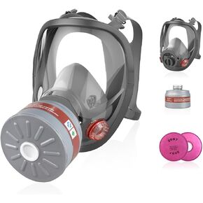 Full Face Reusable Respirator Mask with Filters: Respiratory Gas Mask for Nuclear and Chemical Protection Respirators for Paint, Organic Vapor with 40MM Filter