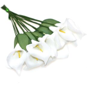 Artificial Mini Calla Lily Flower Heads, Fake Floral Bouquet Head for Crafts Scrapbooking Garden Wedding DIY Making Bridal Garland Hair Clips Headbands Decoration (144pcs White)