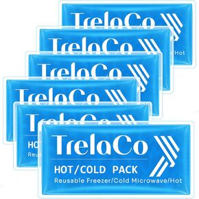 TrelaCo 6 Pack Gel Ice Packs Reusable 9.4" x 4.7" Ice Pack for Injuries Soft Flexible Ice Packs Hot and Cold Pack Compress for Knee Shoulder Head Neck Ankle Wrist Elbow Arm Foot Headaches Surgery