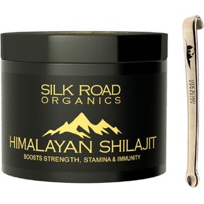 SILK ROAD ORGANICS Pure Himalayan Shilajit (30 gm) Resin with Fulvic Acid and 85+ Trace Minerals for Metabolism, Immune System Support, Energy & Focus with Measuring Spoon
