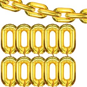 16 inch 24 Pieces Foil Chain Balloons Jumbo Chain Balloons for 80s 90s Hip Hop Retro Theme Birthdays Weddings Graduations Arch Supplies (Gold)