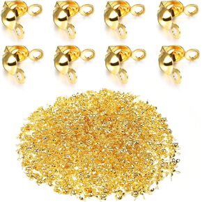 600PCS Crimp Beads Set Jewelry Making Beads, Silver Crimping Beads Knot Covers for Jewelry Making Tips Knot Covers for Jewelry Making Accessories Bead Caps Bracelets Necklaces Making(Silver)
