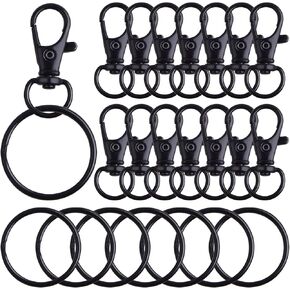 BronaGrand Bronze Lobster Claw Clasp Keychain,30 Pieces Swivel Clasps and 30 Pieces Keychain Rings for Craft Project Making