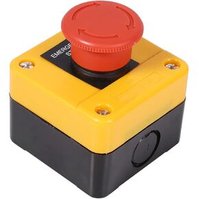 Walfront 1Pc 660V 10A Plastic Shell, Big Red Button E Stop Red Sign Emergency Stop Mushroom Push Button Switch New