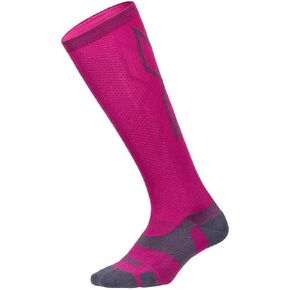 2XU Womens Vectr Full Length Socks, Hot Pink/Grey, 9-10 US