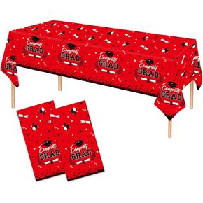 Graduation Party Tablecloth Blue Congrats Grad Plastic Table Cover Graduation Table Cloth Graduation Party Decoration Class of 2024 High School College Congratulations Graduate Party Supplies 54"x108"