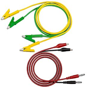 Alligator Clips with Wires, 20A Jumper Wires Heavy Duty with Protective Copper Clips, 4PCS Stamping Dual Ended Crocodile Clips with Banana Plug Test Leads for Electrical Testing, Circuit Connection