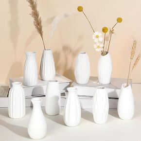 Set of 10 White Ceramic Bud Vases 5'' Boho Small Vases in Bulk for Flowers Mini Vases for Centerpieces Modern Vase Dining Table Centerpieces for Wedding Decorations Bedroom Home Decor Gift