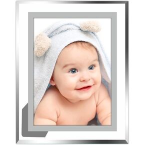 5x7 Picture Frame Set of 2, Glass Photo Frames Made of High Definition Real Glass, Transparent Free Standing Desktop Display Stand, with Horizontal or Vertical Placement