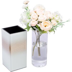 Flower Mirrored Vase Crystal Diamante Glass Decorative Flower Vase Can Hold Water 9"H