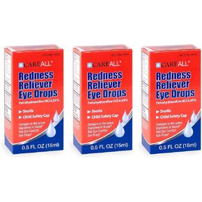 CareAll Redness Reliever Sterile Eye Drops 0.5oz (Pack of 3), Tetrahydrozoline HCI Relieves Eye Redness, Relief of Redness of The Eye Due to Minor Irritations